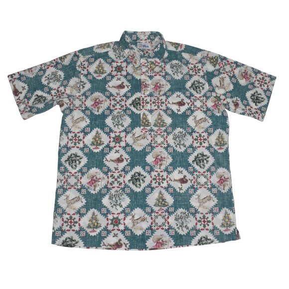 Vintage 90s 1992 Reyn Spooner Christmas Shirt Hawaiian Camp Half Button Up XXL - Picture 1 of 9